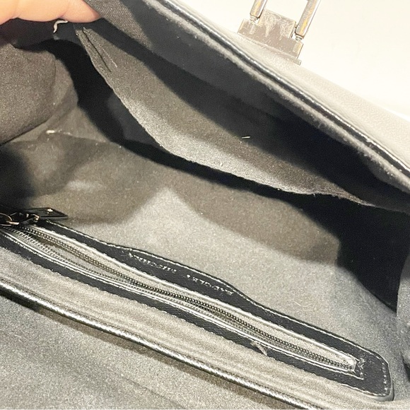 Badgley‎ Mischka Black Vegan Leather Top Handle Studded Chain Link Bag - Picture 3 of 6